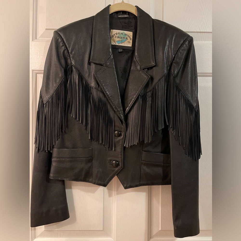 Cotton Wood Creek Leather Fringe Coat